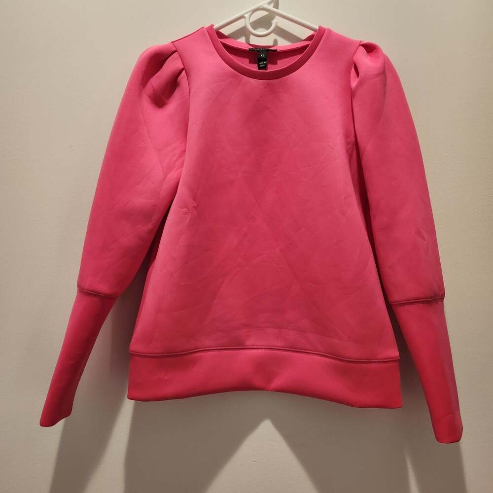 Stella & Dot Women's Hot Pink Long Sleeve Puff Sleeve Scuba Top Xs NWT